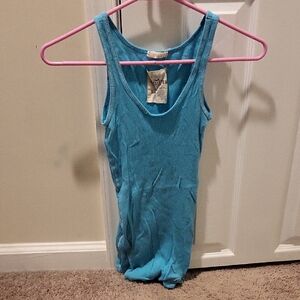 Hollister Turquoise Ribbed Scoop Tank